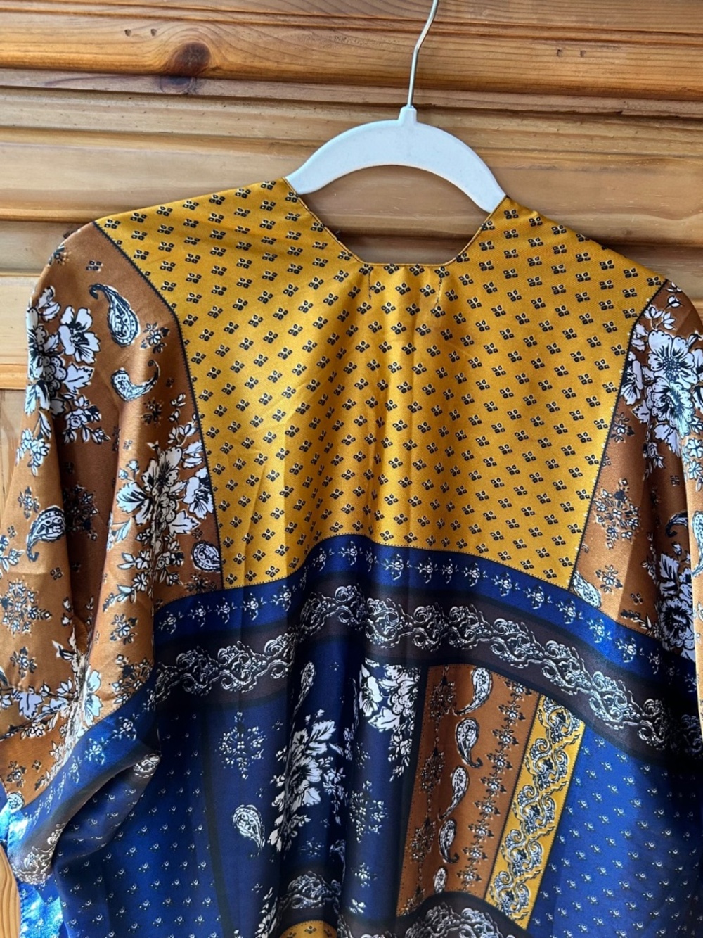 Free People Mon Cheri Satin Floral Kimono One Size Boho Patchwork‎ - Picture 5 of 9